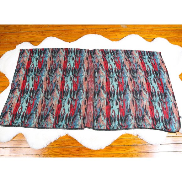 Reversible 100% CASHMERE Southwest Abstract Art Inspired Oversized Shawl - Picture 9 of 13